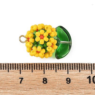 Glass Seed Beaded Pendants PALLOY-MZ01395-03-1