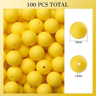 100Pcs Silicone Beads Round Rubber Bead 15MM Loose Spacer Beads for DIY Supplies Jewelry Keychain Making JX448A-1