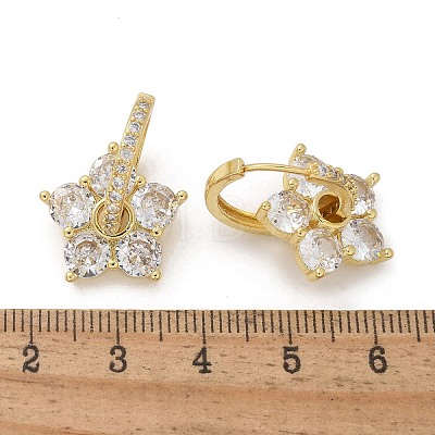 Flower Shape Clear Cubic Zirconia Hoop Earrings EJEW-F310-03G-1