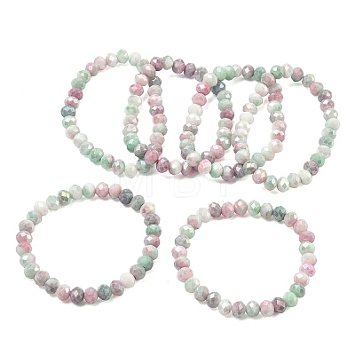 AB Color Faceted Rondelle Glass Beaded Stretch Bracelets for Women BJEW-PH01820-03-1