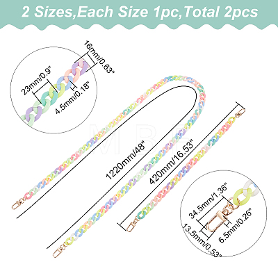 WADORN 2Pcs 2 Style Opaque Jelly Style Acrylic Curb Chain Bag Straps DIY-WR0002-49-1