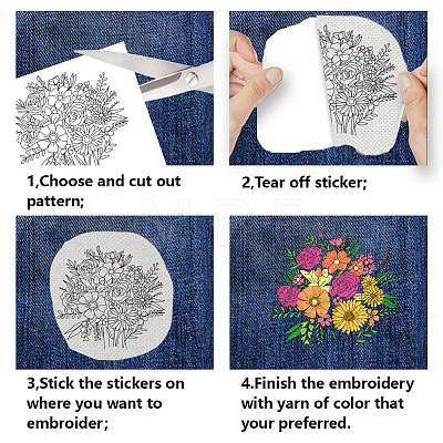 4 Sheets 11.6x8.2 Inch Stick and Stitch Embroidery Patterns DIY-WH0455-150-1