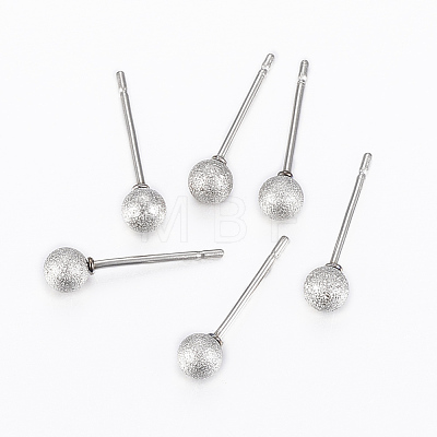 304 Stainless Steel Ball Stud Earrings EJEW-K064-A-01P-1