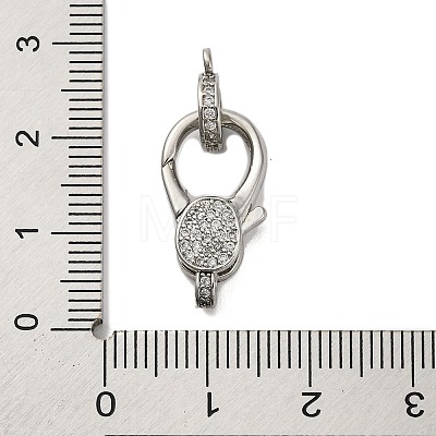 Brass Micro Pave Clear Cubic Zirconia Lobster Claw Clasps KK-A230-11P-1