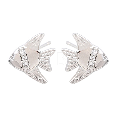 Brass Micro Pave Cubic Zirconia Stud Earrings EJEW-G471-27P-1