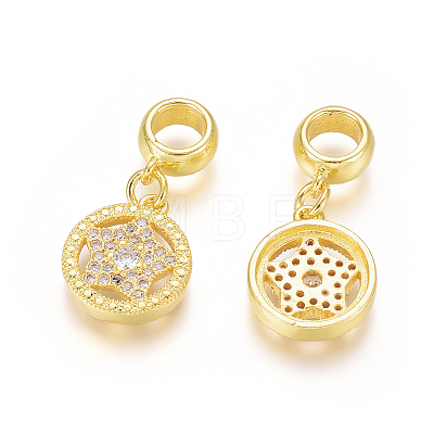 Brass Micro Pave Clear Cubic Zirconia European Dangle Charms OPDL-L015-01G-1