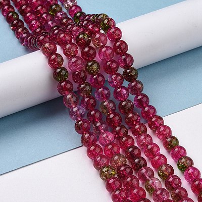 Crackle Glass Round Bead Strands CCG-C001-01B-02-1