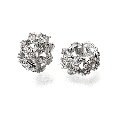 Brass Micro Pave Clear Cubic Zirconia Beads KK-K427-02C-P-1