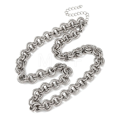 8MM 304 Stainless Steel Twisted Double Rolo Chain Necklaces for Women NJEW-G194-05P-02-1