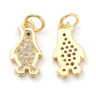 Brass Clear Cubic Zirconia Charms ZIRC-B010-06G-1