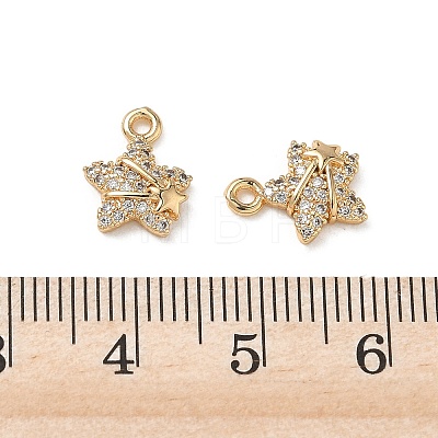 Brass Micro Pave Clear Cubic Zirconia Charms KK-P355-06G-1