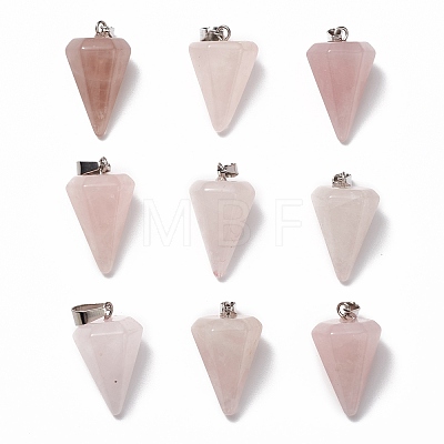 Cone/Spike/Pendulum Natural Rose Quartz Stone Pendants G-R278-82-1
