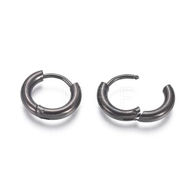 304 Stainless Steel Huggie Hoop Earrings EJEW-F111B-13mm-B-1