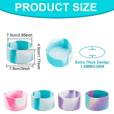 BENECREAT 4Pcs 4 Colors Silicone Anti-Slip Cup Bottom Sleeve Covers AJEW-BC0002-22-1