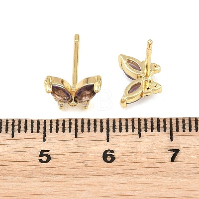 Brass Micro Pave Cubic Zirconia Stud Earrings for Women KK-A305-06G-1