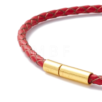 Braided Leather Cord Bracelet for Women BJEW-C009-01A-1