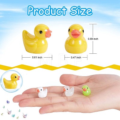 80 Pcs Tiny Ducks Mini Resin Duck Colorful Mini Duck Bulk Fairy Tale Garden Animal Sculpture Resin Duck Image for Miniature Landscape JX344A-1