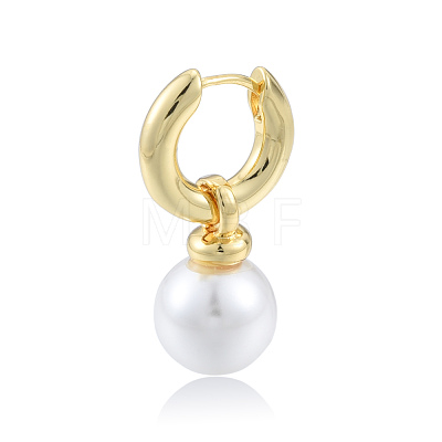 ABS Plastic Pearl Dangle Hoop Earrings EJEW-N011-106LG-1