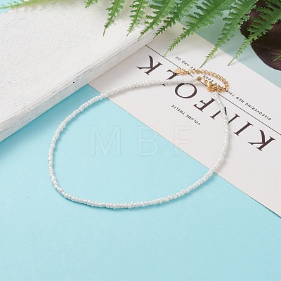Round Glass Seed Beaded Necklaces NJEW-JN03207-03-1