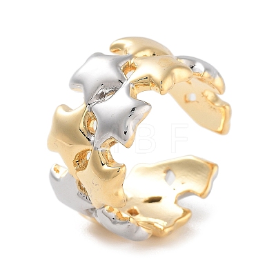 Brass Star Open Cuff Ring for Women RJEW-C102-17GP-1