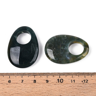 Natural Moss Agate Large Hole Pendants G-N348-06B-07-1