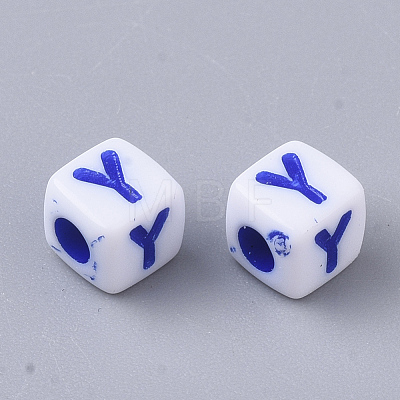 White Opaque Acrylic Beads MACR-R869-01Y-1