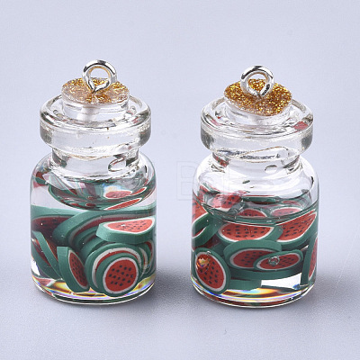 Glass Bottle Pendants GLAA-T001-04F-1