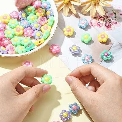 50Pcs UV Plating Rainbow Iridescent Acrylic Beads SACR-CJ0001-45-1