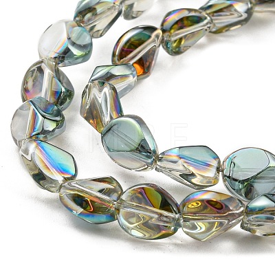 Half Rainbow Plated Electroplate Transparent Glass Beads Strands EGLA-G037-04A-HR02-1