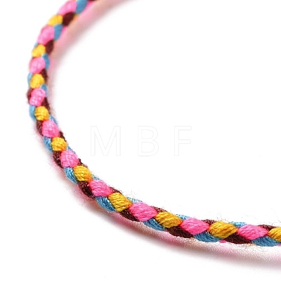 Polyester Braided Slider Bracelet with Brass Beads BJEW-A099-01-1