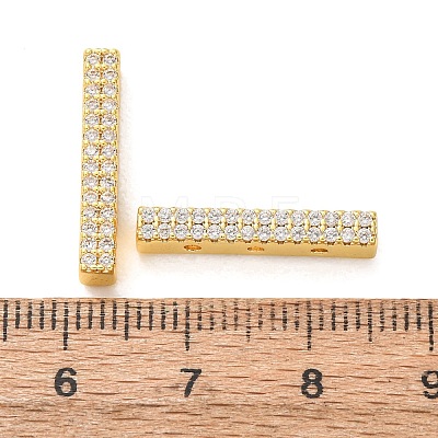 Brass Micro Pave Clear Cubic Zirconia Rectangle Spacer Bars CU-H003-02G-1