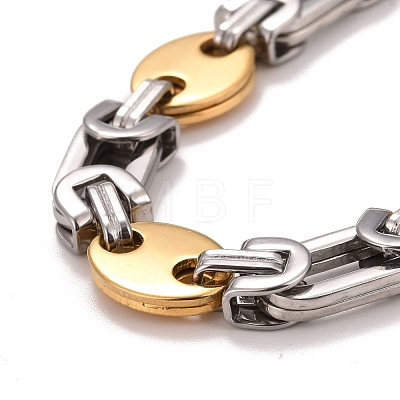 Vacuum Plating 304 Stainless Steel Bean Link Chains Bracelet STAS-E160-09GP-1
