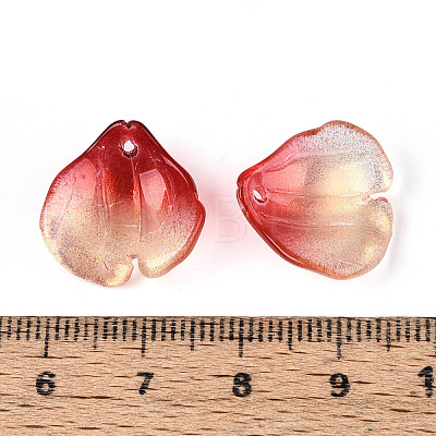 Transparent Glass Petal Pendants GLAA-T030-05C-1