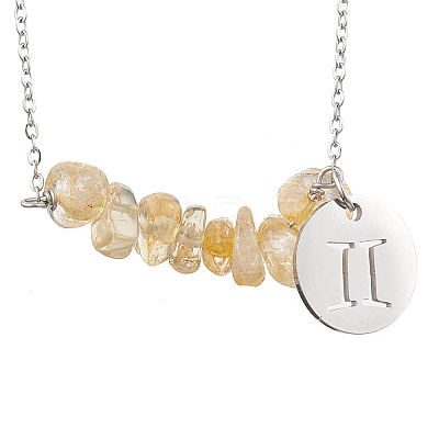 Natural Citrine Chip & Constellation Pendant Necklaces NJEW-JN05084-03-1