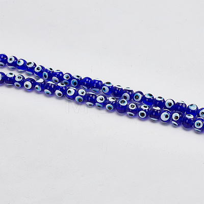 DELORIGIN 1 Strand Handmade Evil Eye Lampwork Beads Strands LAMP-DR0001-01A-1