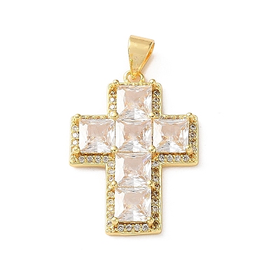Brass Pave Cubic Zirconia Pendants CU-CBA03AF-17G-04-1