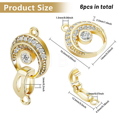 CHGCRAFT  6Pcs Brass Fold Over Clasp with Crystal Rhinestone KK-CA0002-69A-1