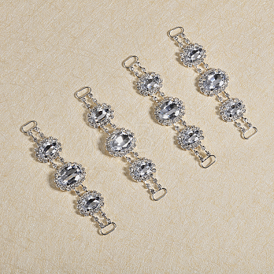 4Pcs Silver Plated Brass Rhinestone Connector Charms RB-CA0001-05B-1