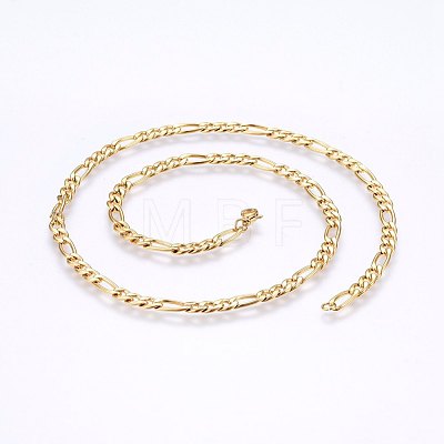 304 Stainless Steel Figaro Chain Necklaces MAK-L015-29B-1
