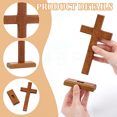 Easter Wood Cross Figurines Ornaments DJEW-WH0063-67B-1