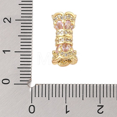 Rack Plating Brass Micro Pave Clear Cubic Zirconia Screw Clasps KK-S384-25G-01-1