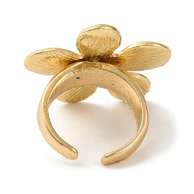 Flower Alloy Open Cuff Rings for Women RJEW-M018-01G-1