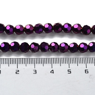 Faceted(32 Facets) Electroplate Glass Bead Strands X-EGLA-R042-6mm-02-1
