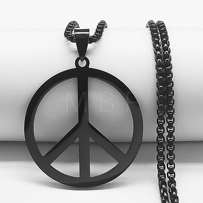Stainless Steel Peace Sign Pendant Necklaces FS-WGCCA7A-03-1