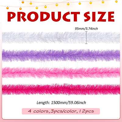 12Pcs 4 Colors Polyester Turkey Feather Strips DIY-MA0007-23-1