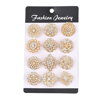 12Pcs Exquistie Rhinestone Brooch JEWB-G047-01KCG-1