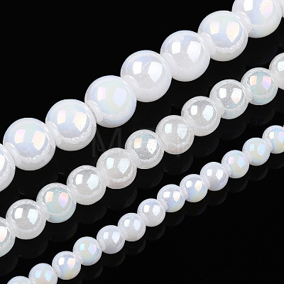 Electroplate Imitation Jade Glass Beads Strands GLAA-T032-J10mm-AB01-1