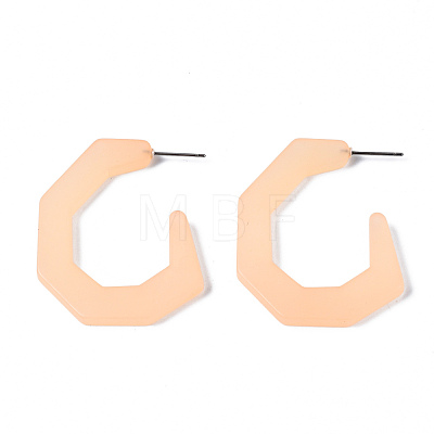 Cellulose Acetate(Resin) Half Hoop Earrings KY-S163-382-1