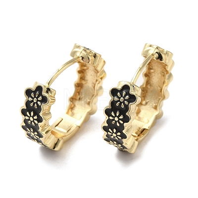 Flower Real 18K Gold Plated Brass Hoop Earrings EJEW-L268-017G-01-1
