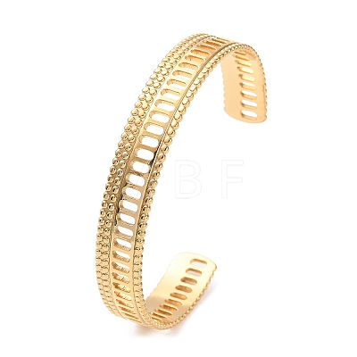 304 Stainless Steel Hollow Oval Cuff Bangles BJEW-F457-19G-1